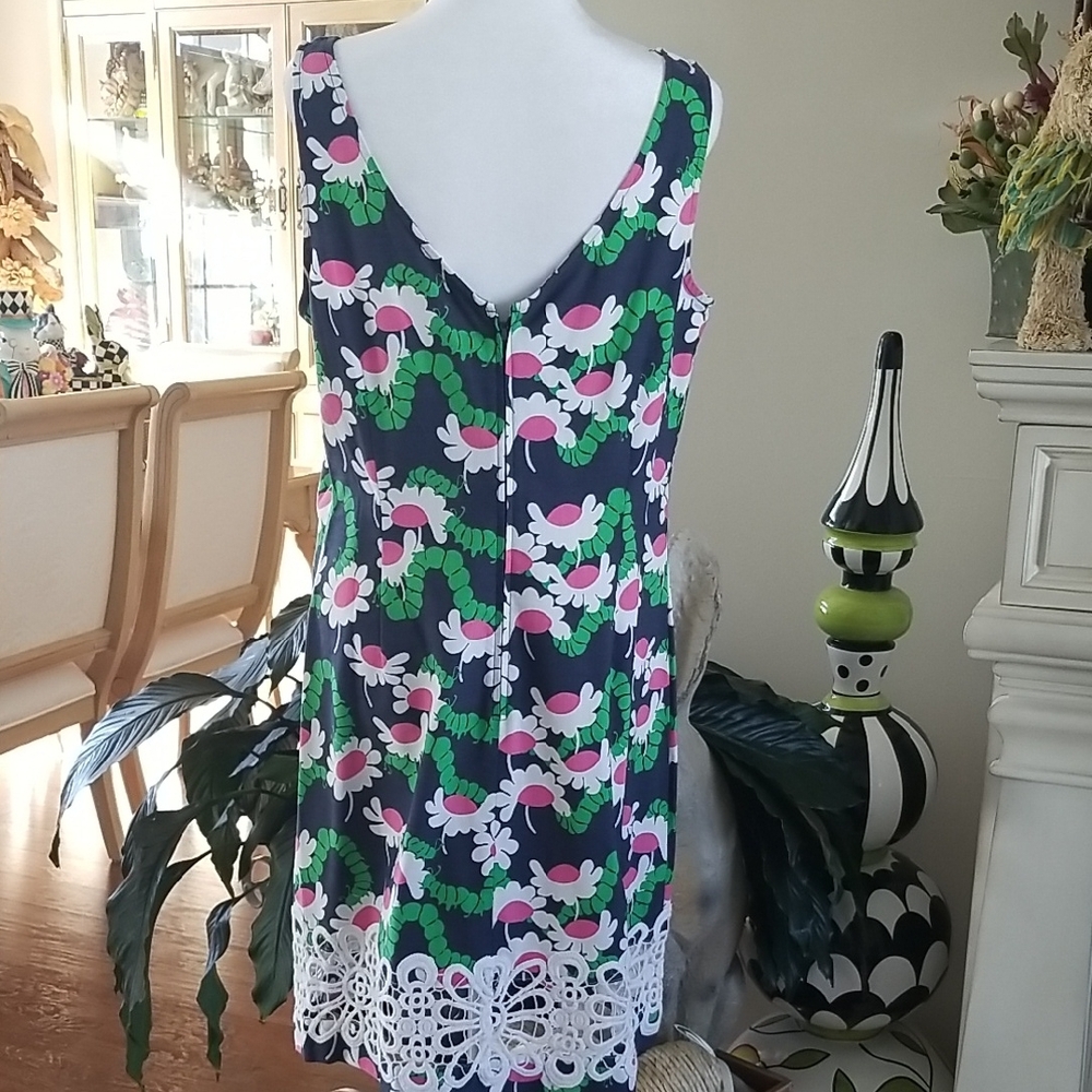Lilly Pulitzer Navy and Green Floral Dress - Picture 4 of 6